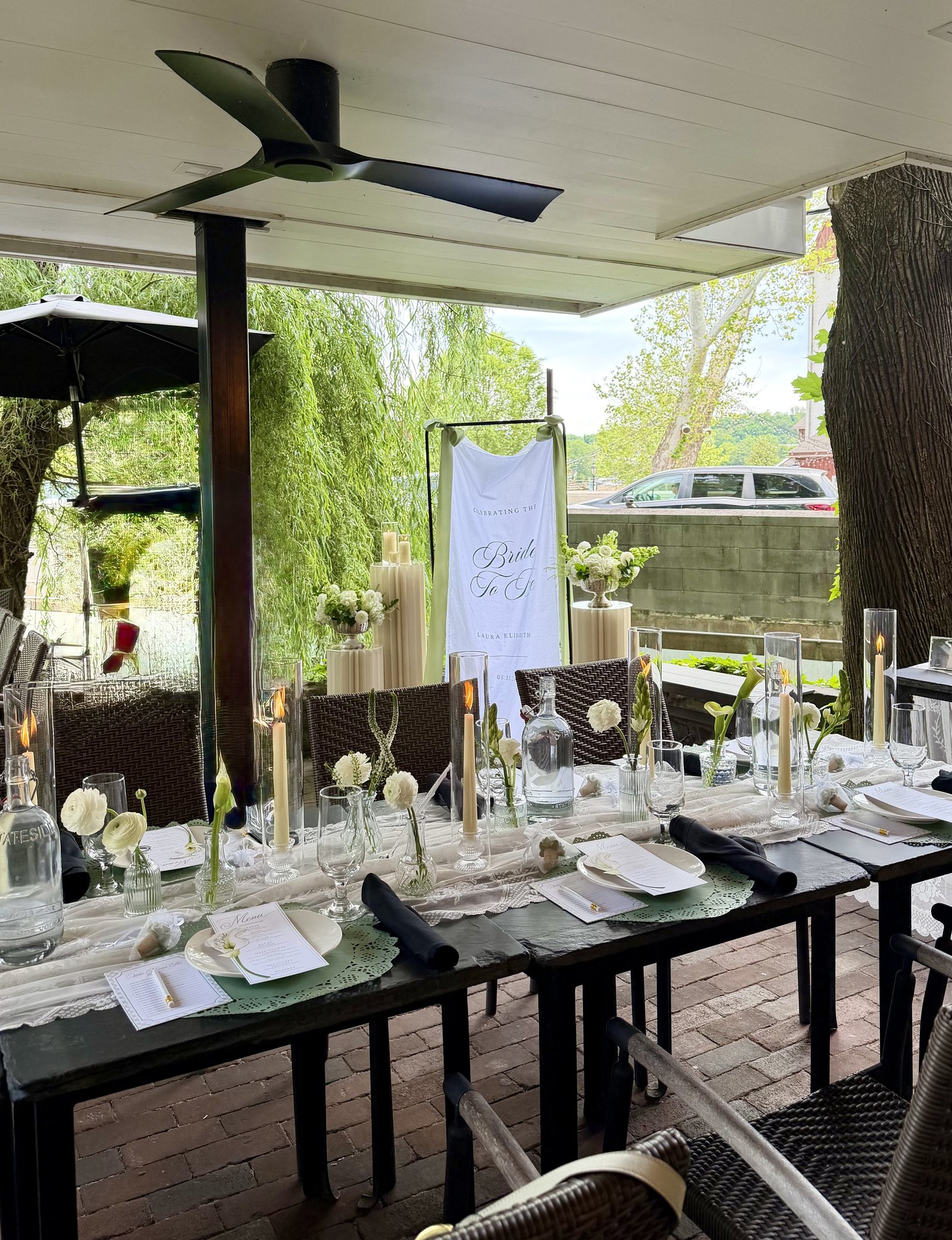 Private event setup on the patio at Nektar