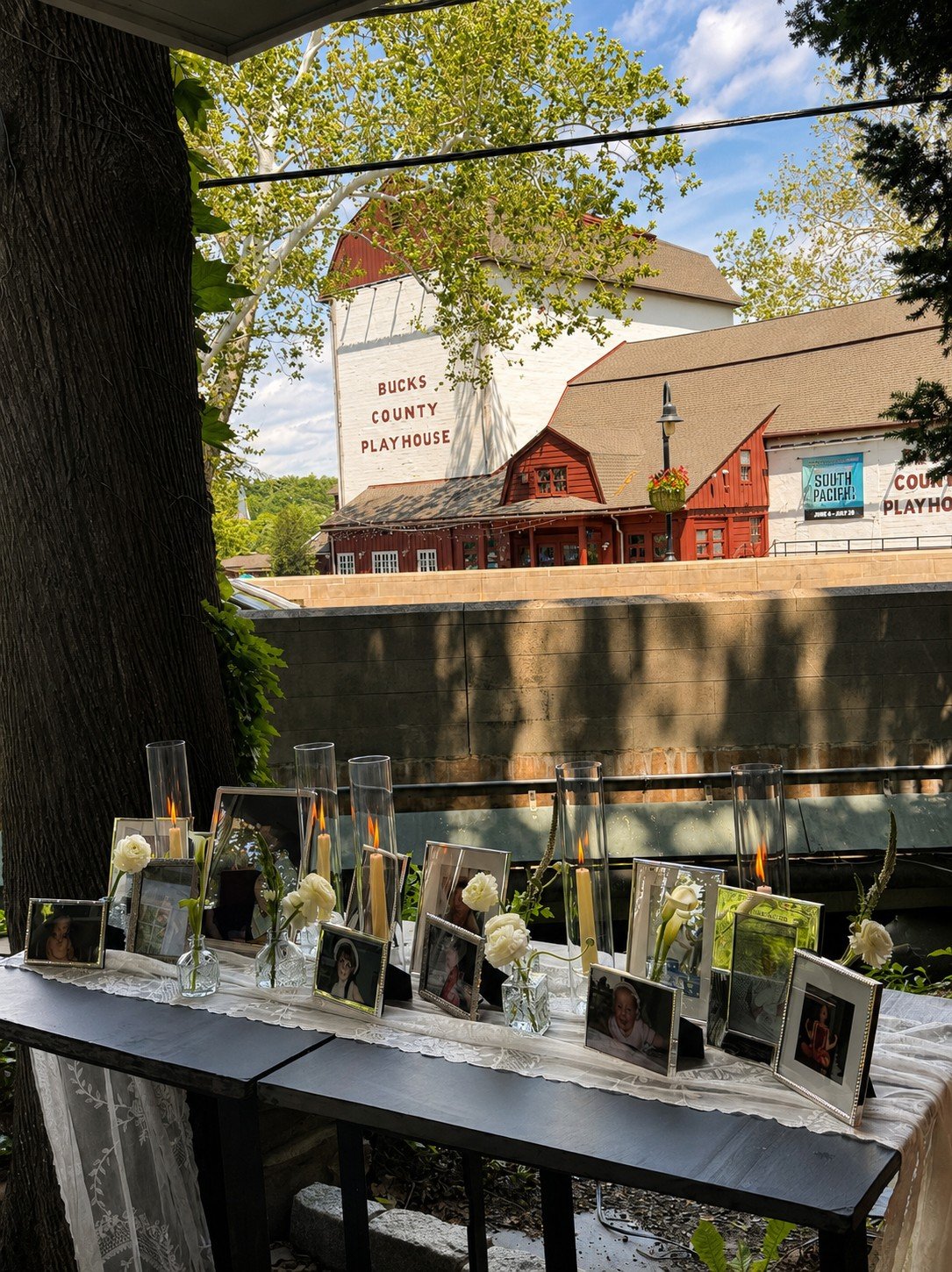 Patio view toward the Bucks County Playhouse