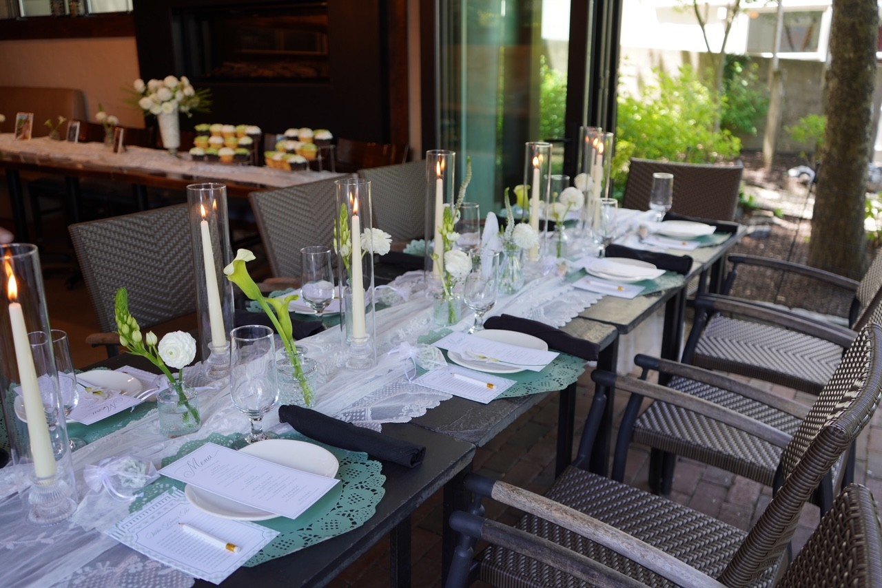 Long table set on the terrace