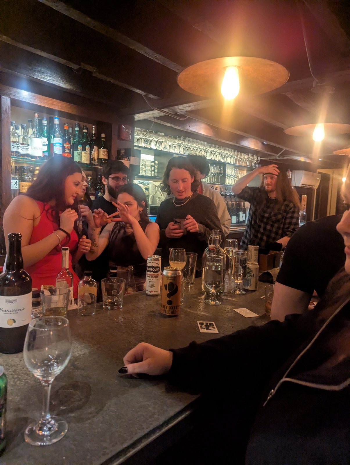 Gathered at the bar for the holidays.